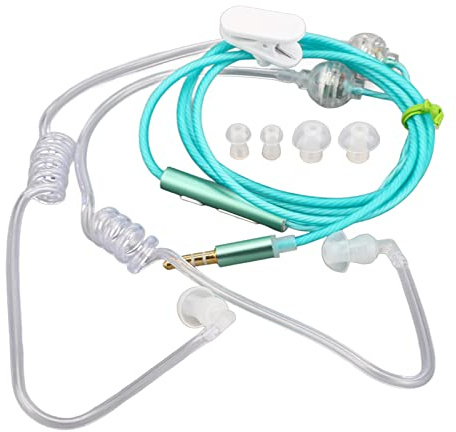 Luftschlauch-Kopfhörer, Universelle 3,5-mm-In-Ear-Ohrhörer mit Beidseitigem Luftschlauch, Anti-Strahlungs-Kopfhörer mit Geräuschunterdrückung und Premium-Sound, für Tablets, (Grün)