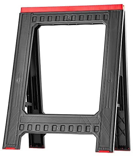 KADAX Saw Horse for Workshop, 58 x 41.5 x 77 cm, Plastic Folding Trestle, Scaffolding Stand with Scale, Folding Axle Stand, Support Stand for Working (1 Piece/Black)