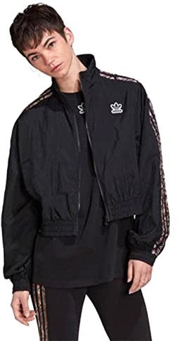 adidas Veste coupe-vent 3 bandes pour femme Noir, noir, XL