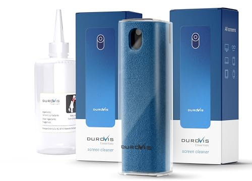 Display Reiniger Durovis Essentials, Screen Cleaner, Bildschirmreiniger mit Mikrofasertuch inklusive 50ml Glasreiniger ohne Alkohol für Auto/Smartphone/Laptop/Tablet (blau, 3er Set)