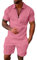 ETHKIA Track Suits for Men Set comfort Colorblock spring sets Beach Short Sleeve Bowling Shirts For Men Retro Moisture-Wicking Holiday Mature Set Mother's Day Shirt Outfits Mens 2 Piece Sets