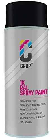 CROP Peinture en bombe RAL 9005 Noir profond - Couverture élevée, Séchage rapide, 100% inaltérable - Auto, Moto & Bricolage - Brillance soyeuse - 400ml
