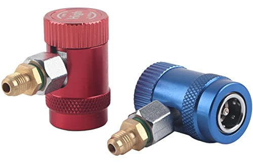 Mokernali Schnellkupplung Klimaanlage r1234yf, Adapter Schnellkupplungsadapter, 3 x 5,5 x 6,5 cm, Hoch-und Niederdruck Schnellkupplungsadapter aus Messing, Kompatibel Für R1234yf-Kältemittel