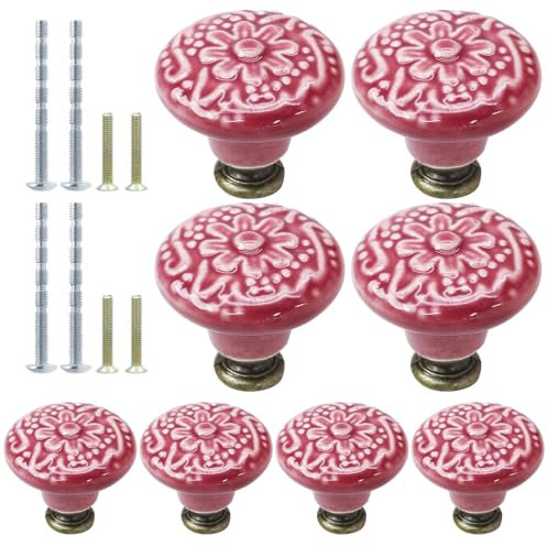 Suiwotin Keramikknäufe im Vintage- und Retro-Stil, für Küche und Kommode, dekorative Schubladengriffe für Schrank und Schrank, 8 Stück