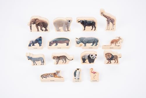 TickiT 73572 Wooden Wild Animal Blocks - Wooden Toys - Early Development & Activity Toys
