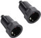 2er Schutzkontakt-Gummikupplung mit Knickschutztülle, Schuko Kupplung IP44 Schutzklasse, Gummi-Kupplung 230 V/16 A ohne Kabel, PVC Schuko Kupplung mit doppeltem Schutzkontakt für 8mm Kabel, schwarz