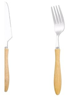 PEKJI Einfaches Zuhause mit Holzgriff, Messer, Gabel, Löffel, Küchenutensilien, Edelstahl, Western-Besteck-Set, wiederverwendbares Besteck-Set