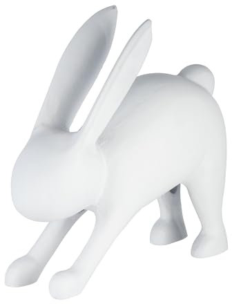 EGLO LIVING Osterdeko Yoga Hase Marovato, Deko Figur Ostern Frühling, Frühlingsdeko Osterhase minimalistisch, Tischdeko Osterfigur aus Aluminium in Weiß, 15 x 14,5 cm