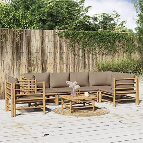 Festnight Gartenmöbel Set Garten Loungemöbel Set Terrasse Gartenlounge Bambus Lounge Sofa Outdoor Couch Set Sitzgruppe Terassenmöbel Sitzgarnitur Gartengarnitur