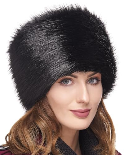 Futrzane Classic Kosakenmütze - Fellmütze Damen Winter - Pelz Russische Mütze (XL, Schwarz Classic)