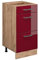 Vicco Küchenunterschrank R-Line, Bordeaux Hochglanz/Goldkraft Eiche, 40 cm mit Schubladen, AP Eiche