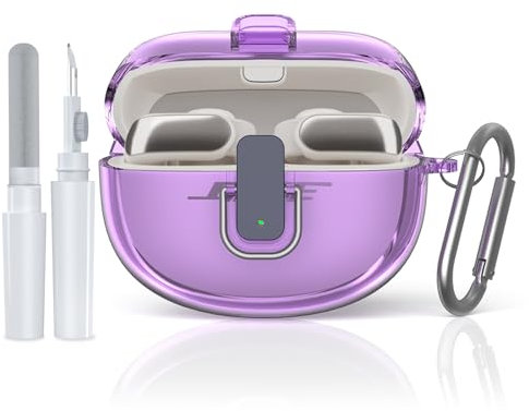 [Secure Lock] TUDIOW for Bose Ultra Open Earbuds Case(2024), Clear TPU Shockproof Protective Cover for Bose Open Ear Wireless Earbuds Accessories with Lanyard & Keychain (Clear Purple)
