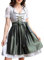 Hobrounn Dirndl Damen Midi Trachtenkleid 3tlg. Trachtenmode Kleid, Bluse, SchüRze für Oktoberfest Von Gr.34-48 (Grau, 48)