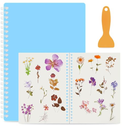 cobee Stickeralbum Leer zum Sammeln A5 mit Plastikspatel, Sammelbücher Sticker Aufkleberbuch Stickerbuch Wiederverwendbar Leeres Stickeralbum zum Sammeln von Sticker-Etiketten (Blau)