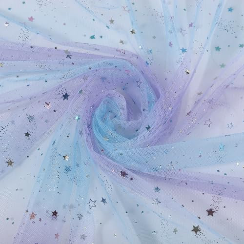 champracer 2pcs Regenbogen Tulle Tüll DIY Organza Stoffe zum Nähen Meterware Tüllstoff Meterware Deko-Stoff für Vorhang Gardine Hochzeit Party von Hand Bogen Kopfschmuck Dekorieren Kleid (Lila)