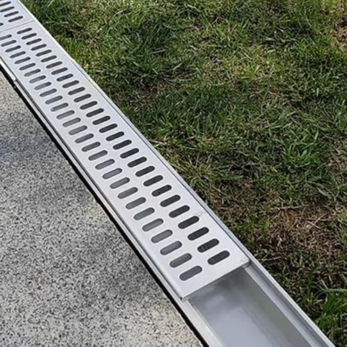 WDJBPSH Abflussrost Hof Grabenablauf mit Grill, 60cm Einfahrten Aus Beton Dusche Umgeleitete Regenrinne, Hoch Belastbar Rinnenabfluss-System für Innen Und Außen(60x11x10cm/23.6x4.3x3.9in)