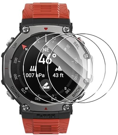CAUHENYEE Protector de Pantalla para Amazfit T-Rex 3 Cristal Templado, 3 Piezas Protector de Pantalla HD Clear Protector de Pantalla para Amazfit T-Rex 3 Outdoor Smartwatch, Antiarañazos
