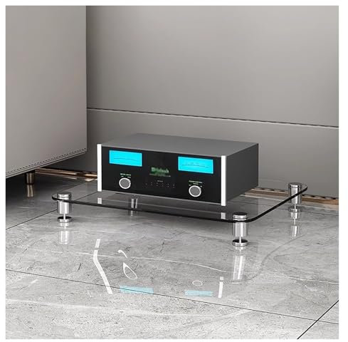 meuble hifi meuble chaine hifi Meuble Pour Composants Audio/vidéo À 1/2/3/4 Niveaux Avec Étagère En Verre, Racks Et Supports Stéréo Robustes Système Stéréo, Tour De Support Audio Moderne(Clear,1 tire