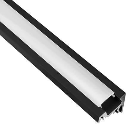 tktrading24 A20 LED Profil Schwarz mit Abdeckung - Premium Eckprofil 30° - 1m milky