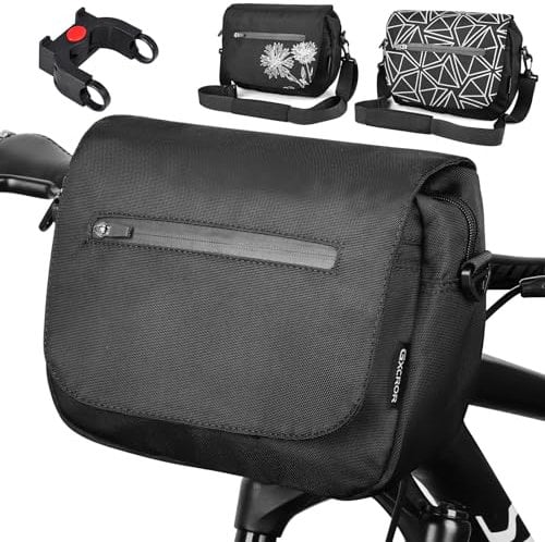 GXCROR Lenkertasche Fahrrad 5L mit Adapter, Handyhalterung, Trageschultergurt, Blitzschnell Abnehmbar, Wasserabweisende fahrradtasche Lenker, Für Stadtpendler, Reisen