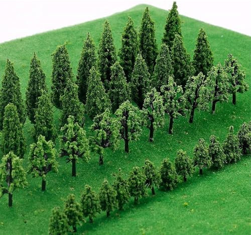 HSMHLYYB 50 Stück Modell Bäume Miniatur, Bäume Eisenbahn Landschaft Diorama Baum Architektur Bäume, Modellbau Bäume, Mini Landschaft Landschaftsgestaltung, Mischwald für DIY Landschaft