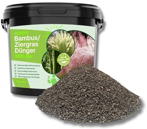 Rodopi Bio-Bambusdünger & Ziergrasdünger Granulat – 3 Monate Langzeitwirkung – 100% pflanzlich & vegan – Organischer NPK-Dünger 7-3-8 mit Eisen – Ideal für Bambus, Gräser, Palmen & Farne 7kg