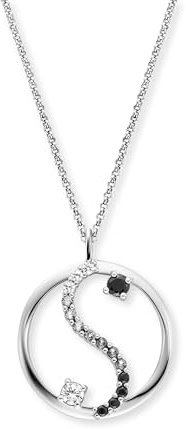 Engelsrufer Damen Halskette aus Sterling Silber mit Anhänger Yin Yang – besetzt mit Zirkonia Steinen – in drei Längen verstellbar – Länge: 42+4+4 cm, ERN-YIYABAL-16-ZI