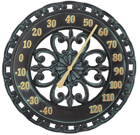 Indoor Outdoor Thermometer Hygrometer - Retro Chic Style Home or Garden Clocks | Wall Clock Thermometer | Wall Clock Decorative Fence Barometer for use in a family room, officce, garden,