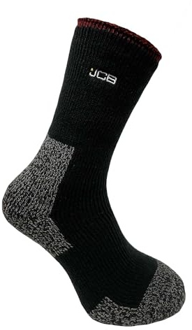 JCB - Mens Thermasock Work Socks | 1 pack | Black | UK 6-8.5 EUR 39-43 | Mens Thermal Winter Warm Socks