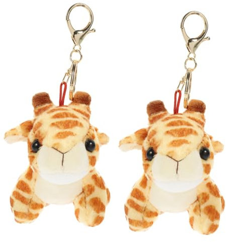 UKCOCO 2stücke Schlüsselanhänger Giraffe Cartoon Plüsch Schlüsselbund Tieranhänger Rucksack Taschenanhänger Geschenkidee Für Junge Mädchen Und Erwachsene Auto Schlüsselring