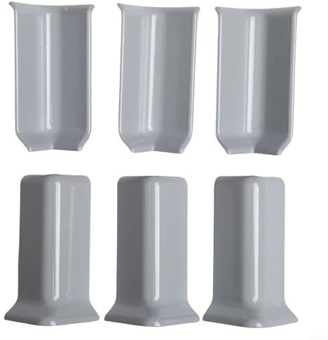 Baseboard Corner Decor 6 Pack of Corner Blocks for 10cm Height Baseboards Easy Connections (M Grey)
