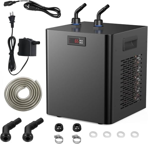 Aquariumkühler Wasserkühler 1/10PS 1/3PS 1/2PS 1PS – Inklusive Schläuche und Pumpen – Ideal für Aquarien und Eisbad, Aquatische Pflanzen, Unterstützt bis zu 500L/132Gal