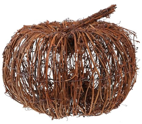 HANABASS Rattan Kürbis Deko für Halloween und Herbst Rattan Kürbis Ornament für Festivals und Partys für Zuhause und Garten