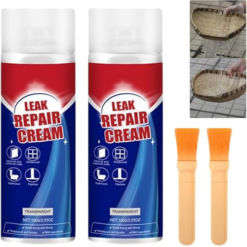 2Pcs Invisible Waterproof Sealant Spray and Leak Repair Cream, Quick Dry Roof Sealant for Bathroom Patio Gutter Window Frame Tile Concrete Indoor Outdoor Use (2Pcs Transparent)