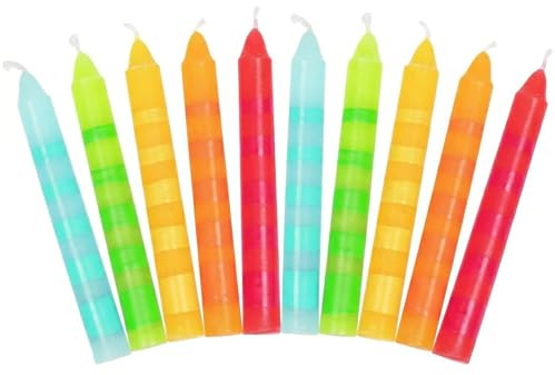 Ameisenkeks® 10x Geburtstagskerzen geringelt bunt – 10 x 1,3 cm – passend für Geburtstagskranz & Geburtstagszug – kompatibel mit goki & vielen weiteren Marken