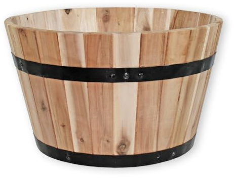 colourliving Pflanzkübel rund aus Akazienholz, Verschiedene Größen & Farben, mit Ablaufloch | Robustes Holzfass für Garten & Balkon – wetterfest, stapelbar & dekorativ bepflanzbar (braun, 53 cm)
