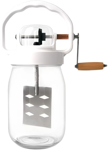 Butterfass aus Glas 1 500 ml, 50,7 fl oz, Handkurbel-Butterbereiter mit Holzgriff, manuelles Butterrührset mit stabilem Sockel, leicht zu bewegen, für hausgemachte Butter