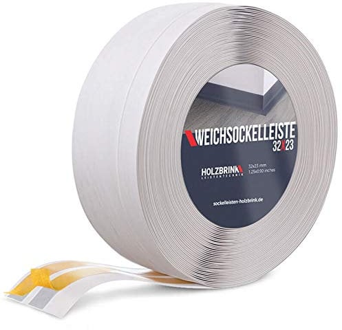 HOLZBRINK Weichsockelleiste selbstklebend PVC 32x23mm, 25 m | Küchenleiste Arbeitsplatte | Abschlussleiste selbstklebend für Badezimmer | Farbe: Birke