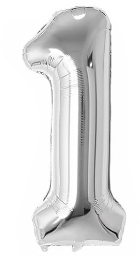 Folienballon Zahl 1 (Silber) von Trendario - XXL Riesenzahl 100cm Ballon - Helium Luftballons für Geburtstag, Partydeko, Hochzeit