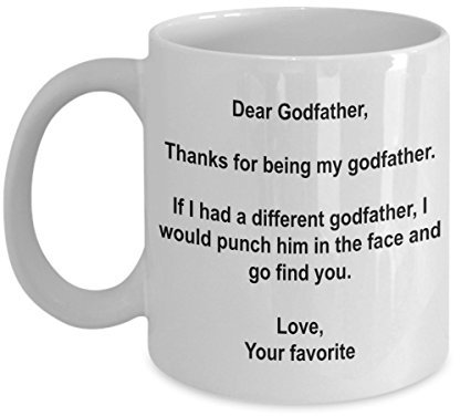 Divertente tazza da caffè con scritta in inglese I'd punch Another Godfather in The Face, idea regalo per il tuo bambino preferito