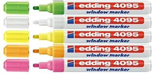 edding 4090-4999 Fenster-/Kreidemarker, 4-15mm, 4er-Set, sortiert (2-3 mm, sortiert, 5)