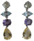 Orecchini Pendenti in Argento Sterling 925 con Pietre Preziose Naturali - Ametista Verde, Topazio Blu, Ametista e Quarzo Limone - Design Elegante e Raffinato - Gioiello Perfetto per Donna