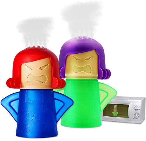 Abnaok Microwave Cleaner, 2 PCS Angry Mama Microwave Cleaner Microwave Oven Steam Cleaner Easily Clean in Minutes Cleans Add Vinegar and Water for Home or Office with English Manual