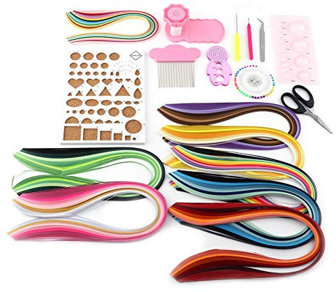 Hztyyier Quilling Tools Papier Quilling Kit Tools Zubehör Set mit Quilling Strips DIY Design Zeichnung Handwerk Werkzeug(3mm)