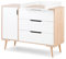 Mon Mobilier Design Sofie Wickelkommode mit Schubladen und Regalen im skandinavischen Stil, Weiß/Holz