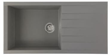 STRADOUR CUBE fregadero incorporado en SMC CONCRETE GREY - 16, 1 bandeja, dim.100 * 50 cm, vaciado manual