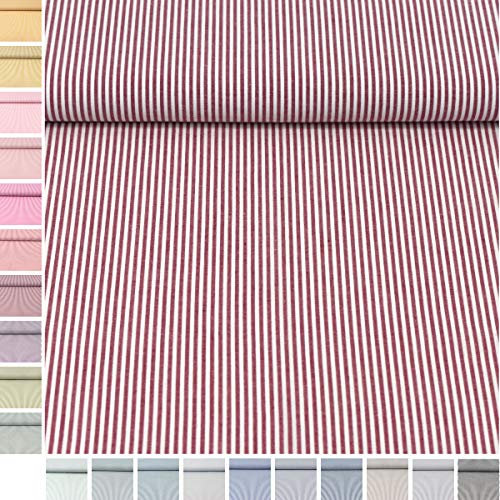 MAGAM-Stoffe Mona Streifen Kinder Baumwollstoff Oeko-Tex Meterware 50cm (07. Berry)