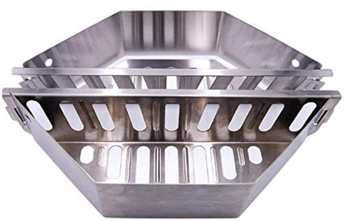 B&B Smoking Co. Stainless Steel Large Charcoal Basket Fuel Holders, Set of 2 Char Baskets, Fits 57cm and above, Kettle BBQ Charcoal Grills, Compatible with Weber