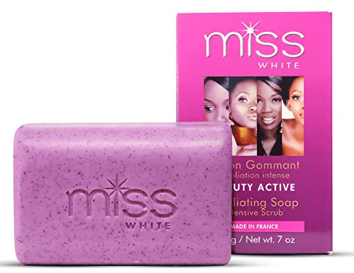 Fair & White Miss White, Peelingseife Beauty Active | 7,7 oz / 200g | Hautaufhellende Seifen für Gesicht, Knie, Körper