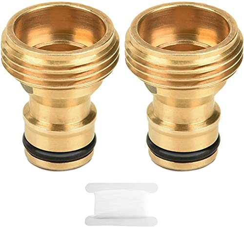 Sukudon Paquete de 2 conectores de grifo de manguera de jardín, 40 x 25 mm, conector hembra roscado de latón para manguera, adaptador de grifo roscado